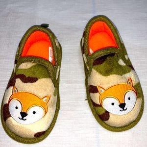 Fox toddler kids boys unisex slippers elastic animal plush slip-on small US 5 6